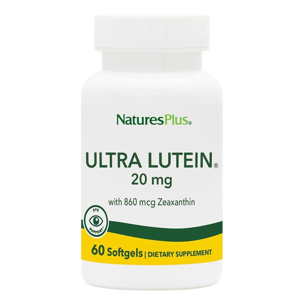 NaturePlus Ultra Lutein 20 mg - 60 Softgels - Nutritional Support for Sund Øje funktion - 60 Servering