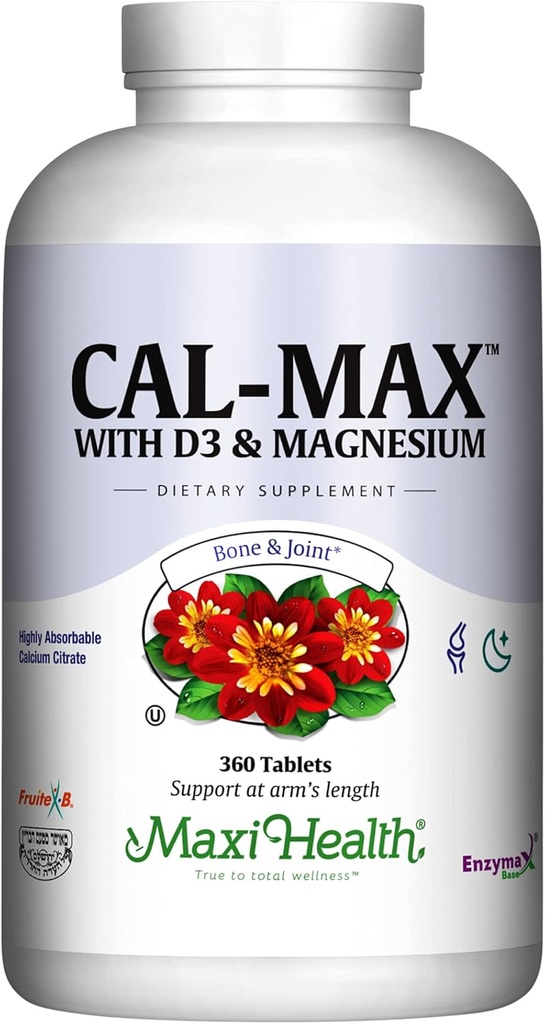 Calcium 1000 mg med D3- vitamin (400 IE) og Magnesium (750 mg) - Kosttilskud til ben, tænder, fælles støtte - til mænd og kvinder - 360 tabletter