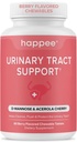 Happee Urinary Tract Health Supplement for Women & Men – Fast-Acting UTI Relief and Prevention, 500mg D-Mannose & Antioxidants, Supports Kidney and Bladder Health, Berry Flavor, 60 Chewables