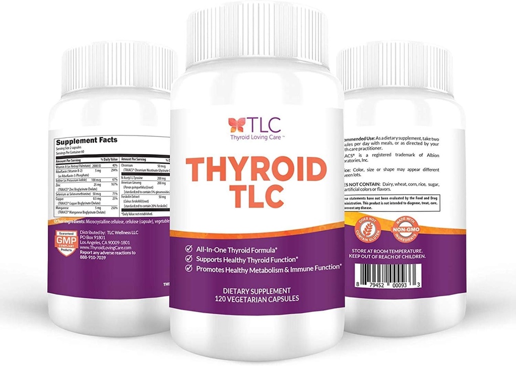 Thyroid TLC - All- in- One Thyroid Support Formel med jod, Selen og Maganese (120 vegetariske kapsler)