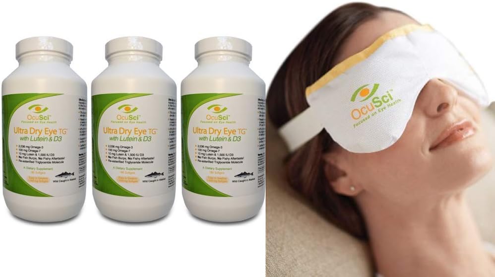 Formuleret til tørre øjne med triglycerid Ultra Pure Omega-3, Omega- 7, Lutein og D3 og en tør øje Compress