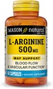 MASON NATURAL L- Arginin 500 mg med Calcium- Understøtter sund cirkulation & vaskulær funktion, nitrogenoxid supplement, 60 kapsler