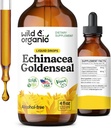 Wild & Organic Echinacea Goldenseal Tincture - Immunsupport Drops med Echinacea og Goldenseal Root Extract - Vegan, Sukker & Alkohol- Free Liquid Supplement - 4 fl oz