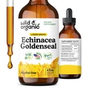 Wild & Organic Echinacea Goldenseal Tincture - Immunsupport Drops med Echinacea og Goldenseal Root Extract - Vegan, Sukker & Alkohol- Free Liquid Supplement - 4 fl oz