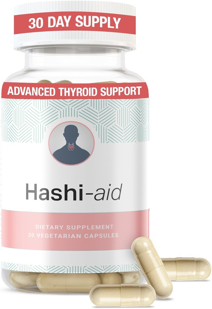 IBDassist ™ Hashi Aid Thyroid Support til kvinder & mænd - Thyroid Supplement til Hashimotos sygdom & Hypothyroidisme * - Pakket med Ashwagandha, Selen, Zink, Væsentlige Vitaminer & mere - 30 kapsler