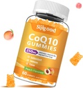 Sukkerfri CoQ10 Gummies, Plus Omega-3, vitamin B3 og zink, Magnesium, 5X High Absorption Coenzym Q10 Kosttilskud, q10 Boost Cellular Energy, Potent Antioxidant & Brain, Peach Flavor, 60 Cts