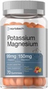 Horbäach Kalium Magnesium Supplement Gummies Shue 124; Peach Strawberry Flavor 124; 70 Greve Shue 124; Vegan, Non- GMO, og Gluten Free Formel