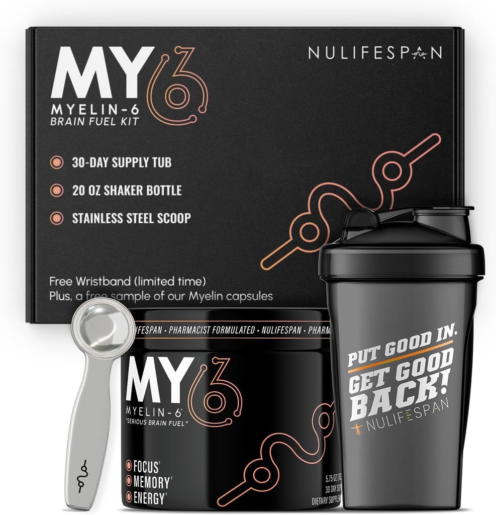 Myelin-6 Drink Mix - Focus Supplement & Brain Health with AlphaSize, L-Theanine, Teacrine, Memory and Cognitive Function Support, Orange Tangerine Flavor, 30-Day (Drinkmix Pack)