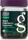Gaia urter Black Elderberry (Sambucus Nigra) Ekstra styrke Gummies - Lækker immunforsvar supplement - Lavet med Certified Organic Black Elderberries til immunsystemet support - 40 Gummies