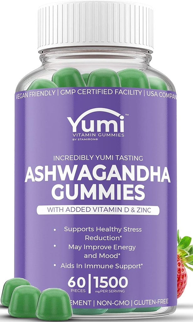 Ashwagandha Gummies Kosttilskud Vegan Friendly - Gummy Vitamin Advanced Sammenlign med kapsler Tablets Pills Liquid - 60 Plant baserede Gummies