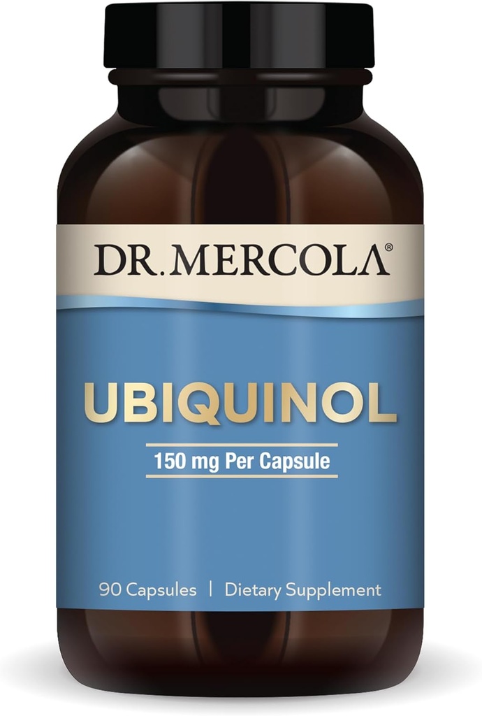 Dr. Mercola Ubiquinol - 150 mg Ubiquinol - Understøtter energiproduktion - Antioxidant supplement - Non- GMO, Gluten- Free & Soy- Free - 90 Kapsler (90 Servere)