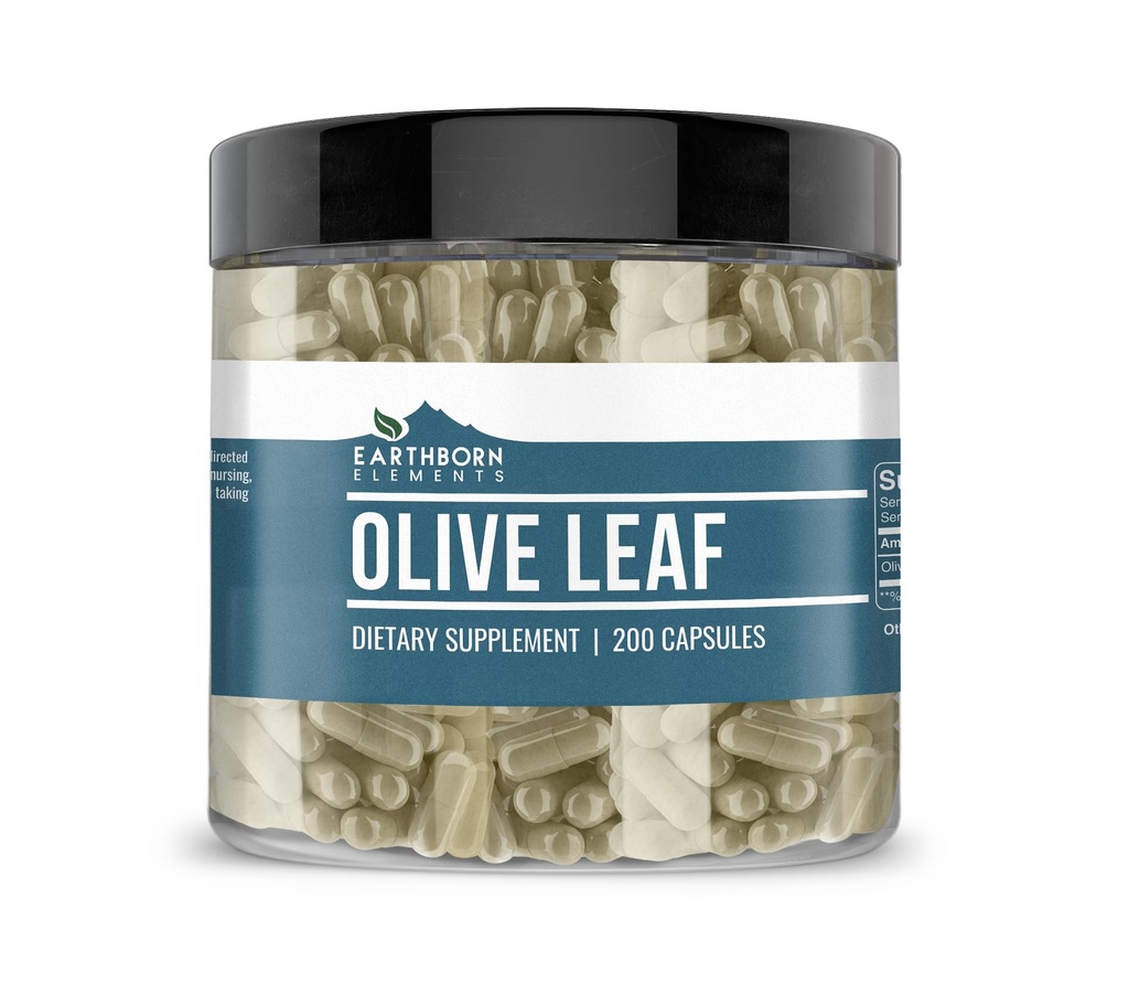 Earthborn Elements Olive Leaf Extract 200 Kapsler, Pure & Ufortyndet, Ingen tilsætningsstoffer