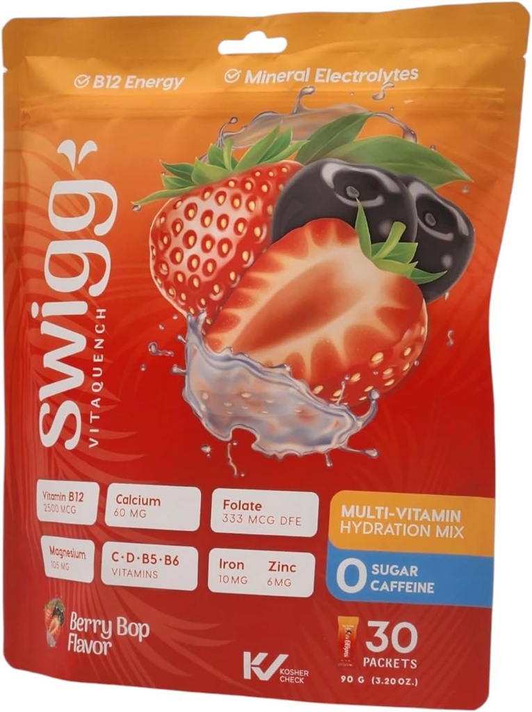 Elektrolytter Powder Pakninger Daily Multi Vitamin Water Hydration Packet Powder No Sugar 2500 mcg B12, C + D + B6, Folate, Iron Zink + Mere