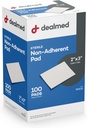 Dealmed Steril Non- Adherent 2 "x 3" Gauze Pads Non- Adhesive Sown Dressing, Meget Absorbent & Non- Stick, Painless Removal- Switch, individuelt indpakket til ekstra beskyttelse (Æske med 100)