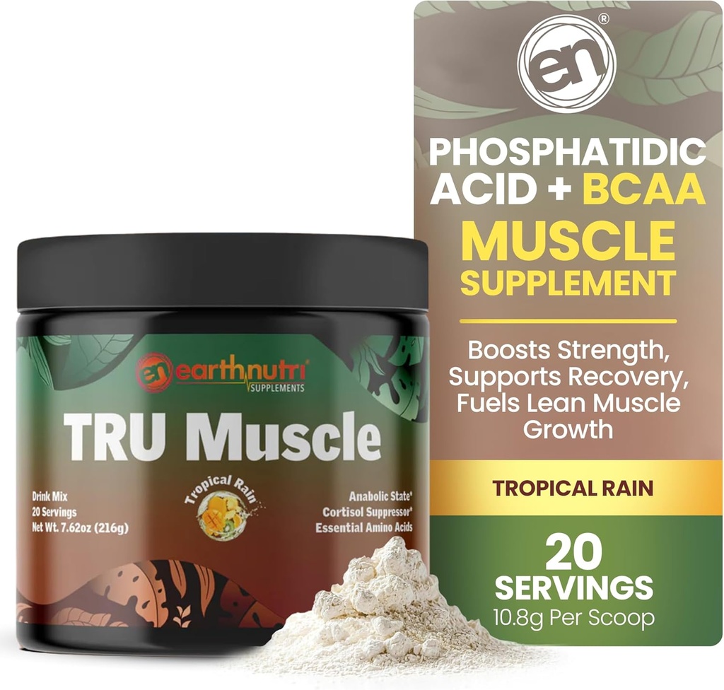 EarthNutri Phosphatidic Acid Supplement med SerinAid - Muscle Strength with Mediator Phosphatidic Acid & Phosphatidylserin - Understøtter Styrke & Inddrivelse - 20 Servere - Non- GMO, Gluten- Free - 216g