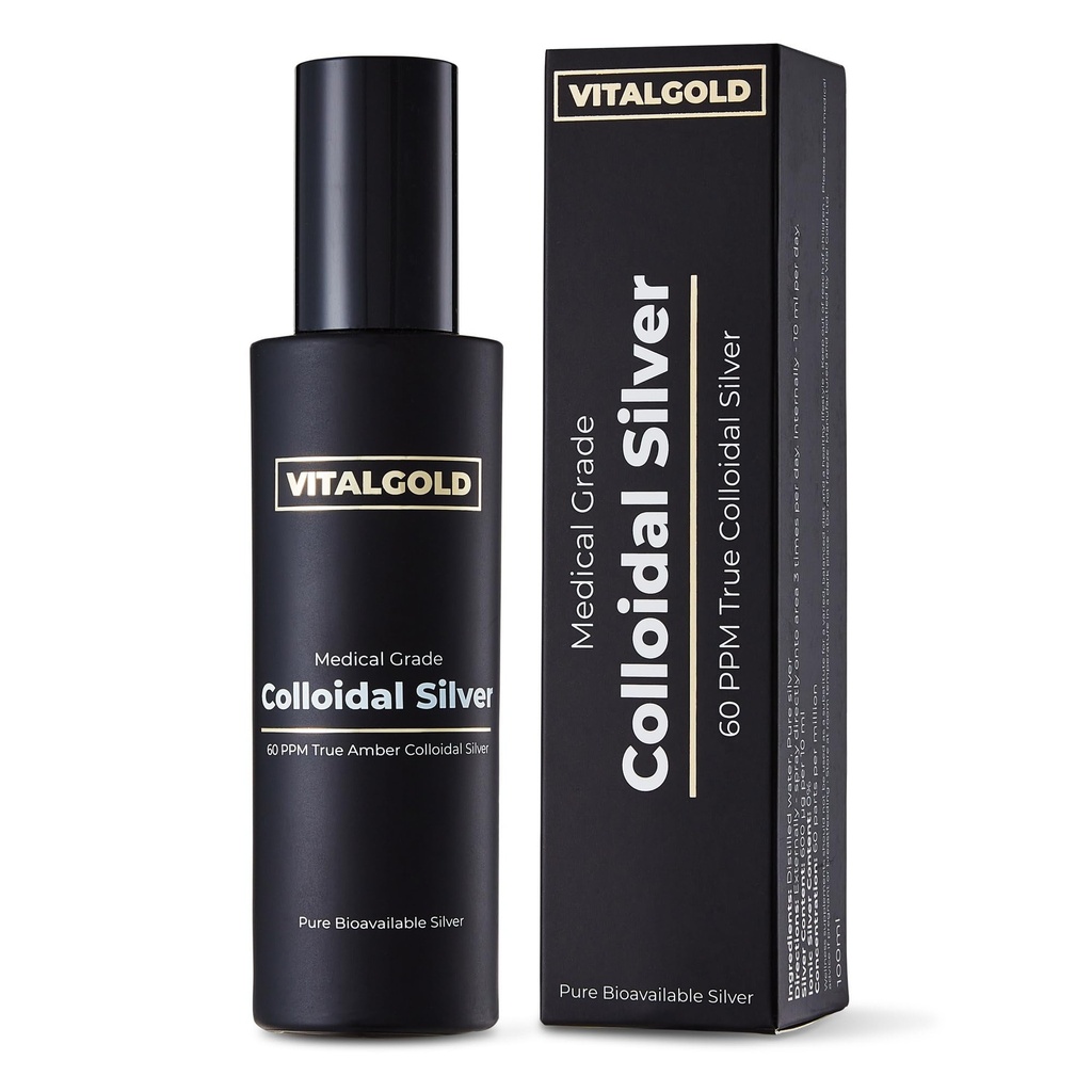 True Colloidal Silver 60 PPM - Free from Ionic Silver - 100ml Glass Bottle with Atomiser Spray Cap