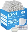 D & H Medicinsk pakke med 36 Gauze Bandage Roll 4 Tommer x 4.1 Farver med tape - Medical Gauze Wrap for Sår Care - Let at bruge Cotton Rolls til hånd wrap Dressing Ankler & Knees