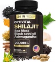 Pure Himalayan Organic Shilajit for Men & Women Sea Moss, Black Seed Oil, Ashwagandha, Rhodiola & Burdock, Ginseng Cordyceps & Biloba, Nettle & Turmeric (No Fillers) (60 Caps)