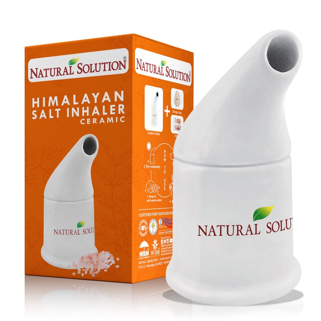 NATURLIG OPLØSNING Keramisk saltindhalering med 2 himalayanske lyserøde saltaflejringer, renser luftvejene, Relief Breathing Congestion, Inhaler til Astma White 1 Greve