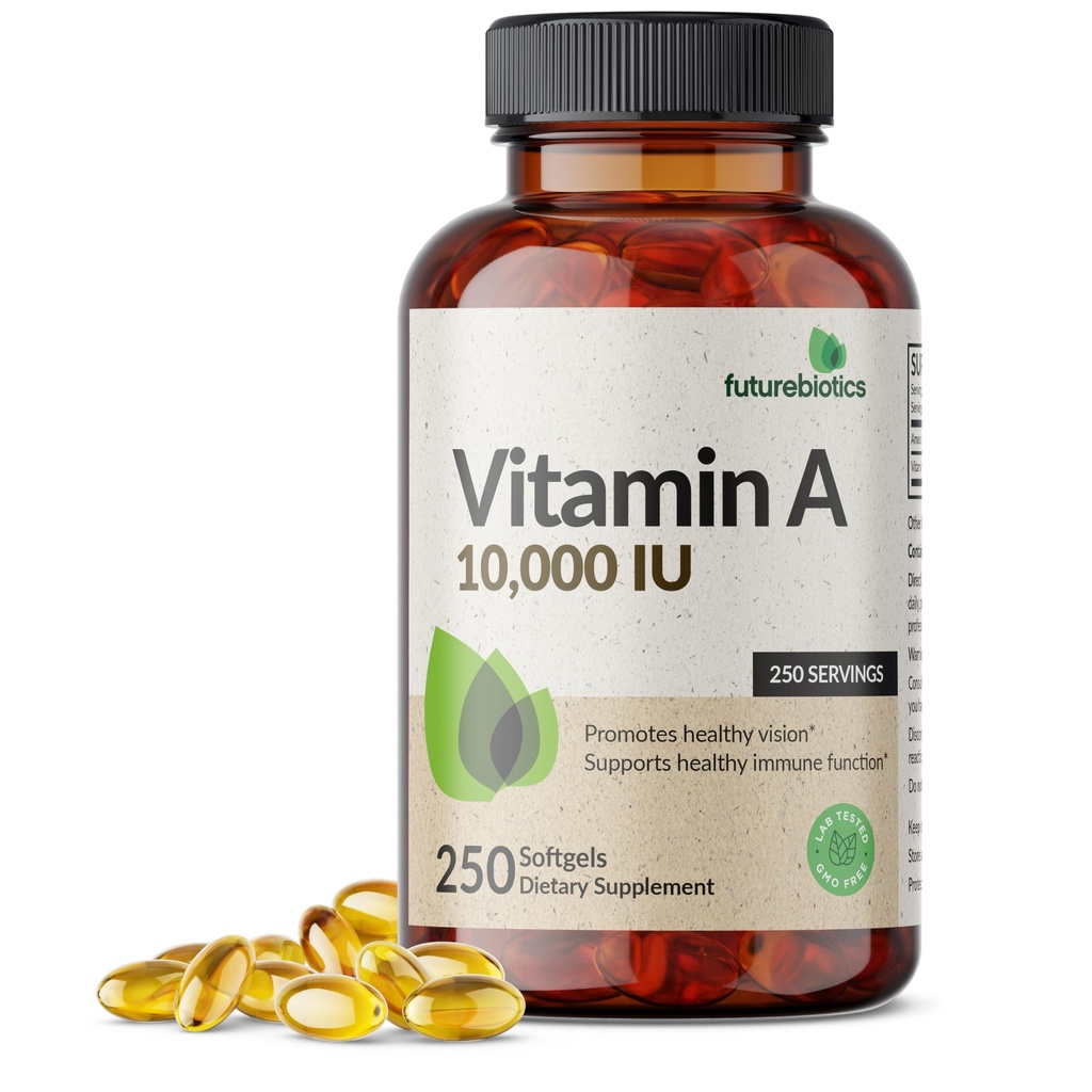 Futurebiotika Vitamin A 10.000 IE Premium non-GMO formel understøtter sund Vision & Immunsystemet og sund vækst & Reproduction, 250 Softgels