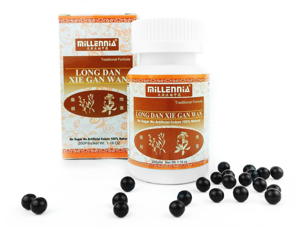 MILLENNIA Herbal supplement - Long Dan Xie Gan Wan - 12 flaske pakke (200 piller / flaske)