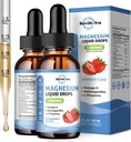 2 Pack Liquid Magnesium Glycinate Drops med Taurat & Citrate, Calm Magnesium med Omega3, L-Theanin, Kalium, Ashwagandha, Vitamin til søvn, Muskel, immunforsvar, Sukkerfri Jordbærsmag