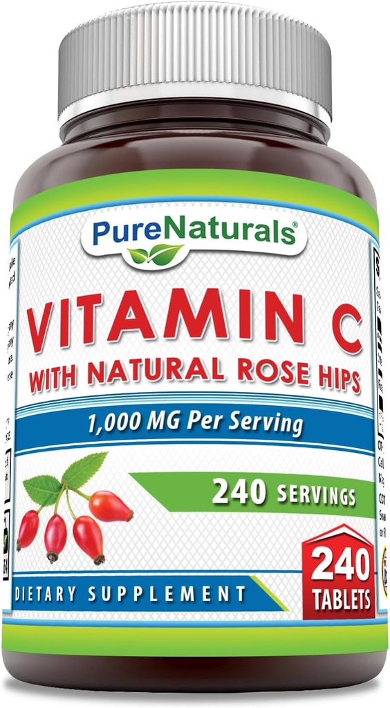 Pure Naturals C-vitamin med Rose HIPS 1000 mg per Servering
