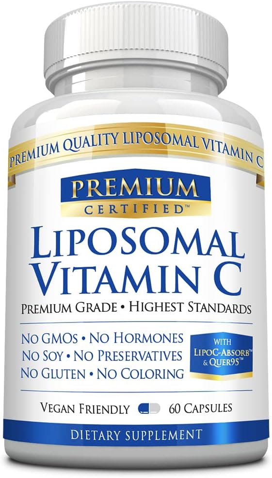 Liposomal C-vitamin - 1100mg - 60 kapsler - blid på maven - med fosfolipider og bioperine - øger immunfunktion, antioxidant egenskaber, og Collagen produktion