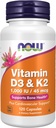 NU Kosttilskud, D3- vitamin & K-2, 1. 000 IE / 45 mcg, Plus Kardiovaskulær Support *, Understøtter Bone Health *, 120 æg kapsler