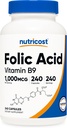 Nutricost folinsyre (vitamin B9) 1000 mcg, 240 kapsler
