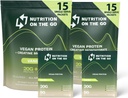 Nutrition On the Go Vegan Protein Powder Packs with Creatin - 20g Plant Proteins + 5g Creatin - Single-Serve Travel Protein Powder - All- Natural, Gluten- Free - Vanilla - (30 - Pack)