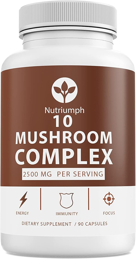 Mushroom Supplement 2500mg - 90 Kapsler - 10 Mushroom Master Blend - Lions Mane Reishi Cordyceps Chaga Maitake, Shitake Tyrkiet Tail Mushrooms Kosttilskud Mushroom Complex kapsler