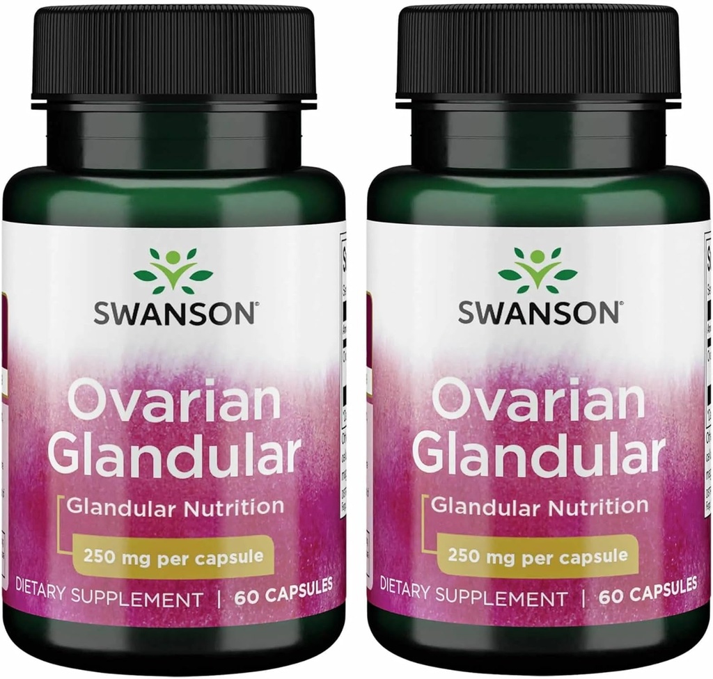 Swanson Ovarial Glandulus - Naturligt supplement til fremme af kvinders Glandulær Sundhed & Balance Support - Sourced from Premium Bovine Tissue to Support Wellness - (60 kapsler, 250 mg hver) (2 pakke)