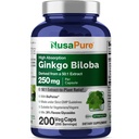 NusaPure Ginkgo Biloba 50: 1 Extract, 250 mg Ækvivalent med 12, 500 mg per Veggie Caps 200 Kapsler (Vegetarisk, Non- GMO, Vegan) Bioperine