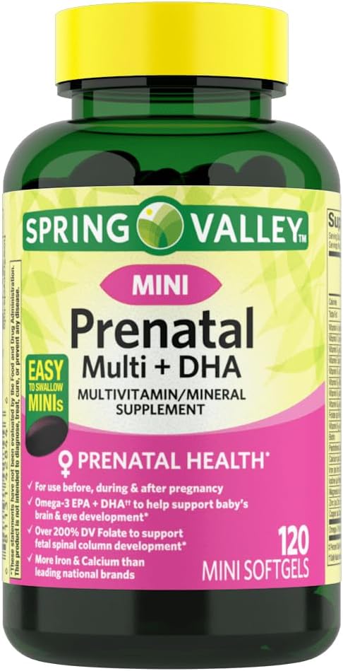 IKJ Mini Prenatal Multi + DHA Complete Multivitamin / Multimineral Supplement Mini Softgels, 120 Greve