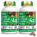 Botanic Choice Mega Frugt og grøntsager Blend I alt 42 Frugt og grøntsager Ligesom Elderberry, Chlorella, Kale Energy Balance & Superfood Vegetabilske Kosttilskud til voksne - 2 Pack