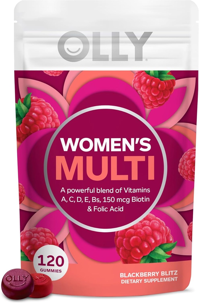 OLLY Teen Girl Multi Gummy, sund hud og immunsystem support, essentielle vitaminer, biotin, zink, Chewable Multivitamin, Berry Melon Flavor, 35 Day Supply - 70 Greve
