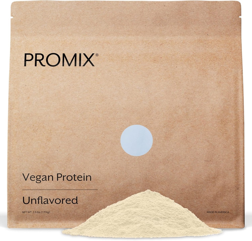 ProMix Nutrition Plant- Based Vegan Protein Powder, Unflavored - Pea Protein & Vitamin B- 12 - Post workout Fitness & Nutrition Shakes, Smoothies, Bagning & Madlavning Opskrifter - 2,5 Pund (pakke med 1)