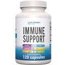 6 i 1 immunstøtte 120 kapsler med kraftfuld blend af hyldebær, Echinacea, ingefær, C-vitamin 650mg, D-vitamin 3 5000 IE & zink picolinat 30mg- immunbooster supplement til voksne og børn
