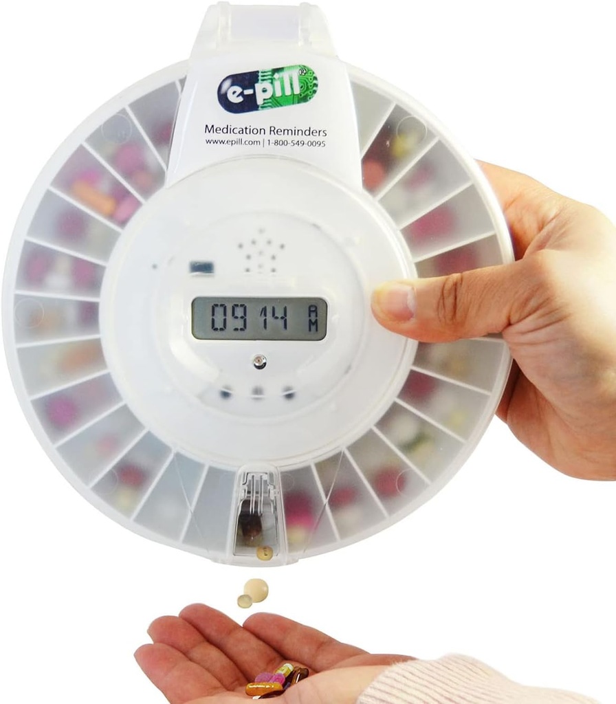 e- Pill MedTime Pro - Sikker låst automatisk pille dispenser med Clear Lid for nem overvågning og pålidelig medicinering