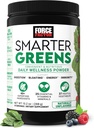 Force Factor Smarter Green Daily Wellness Powder, Green Superfood Powder til støtte Gut Health, Bloating, og fordøjelse, med 40 + Superfoods, 125 Millioner CFU af Probiotika, Unflavored, 30 Serveringer