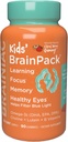 Brainiac Kids Daily BrainPack Gummies, Understøtter Brain Health med Omega 3 DHA EPA DPA, Cholin, B6 & B12 og Lutein for Eye Health med immunforsvar, Citrus Berry Flavor, 90 ct
