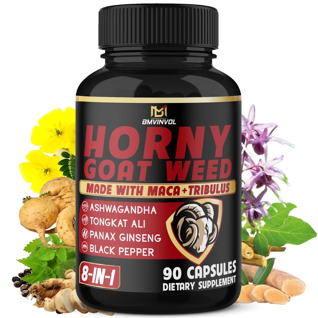 BMVINVOL Horny Geat Weed Kapsler med Maca, Ginseng, Tribulus Terrestris, Ashwagandha, Black Pepper - 90 Tæl for 3 Måned Supply
