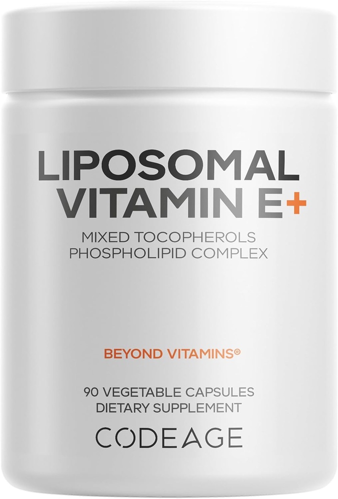 Kodeage Liposomal Vitamin E tillæg - Alle vitamin E tocopheroler - 3-måned Tilgang - Alpha tocopheroler, Beta, Gamma, og Delta - Liposomal blandet tocopheroler - Non-GMO phospholipid - 90 Kapsler