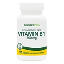 Natures Plus vitamin B1 (Thiamin HCI), Vedvarende frigivelse - 300 mg, 90 Vegetariske tabletter - Gluten- Free - 90 Servere