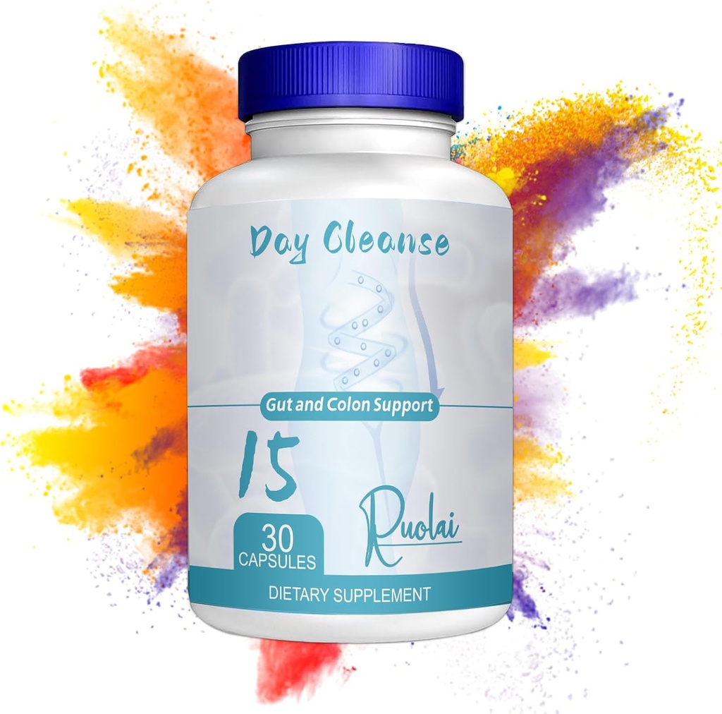 Ruolai 15 dag Gut Cleanse Gut og Colon Support, Detox Cleanse med Senna Leaf og Psyllium Husk, fremme regelmæssighed, Reducere bloating, Naturlig Formel