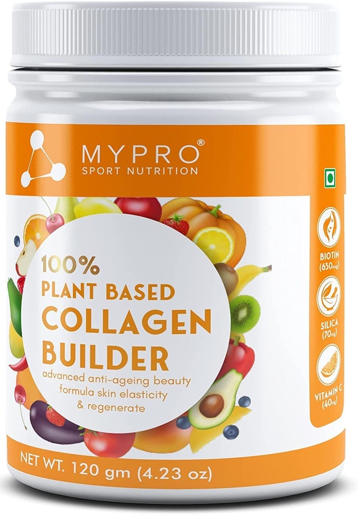 Cuty Sport Nutrition Plant Base Collagen Builder Beriget med (Biotin, Silica, Sesbania, Bamboo Shoot) Advanced Anti- aging Beauty Formel Skin Elasticitet & Regenerate, for mænd og kvinder, 4.23 oz