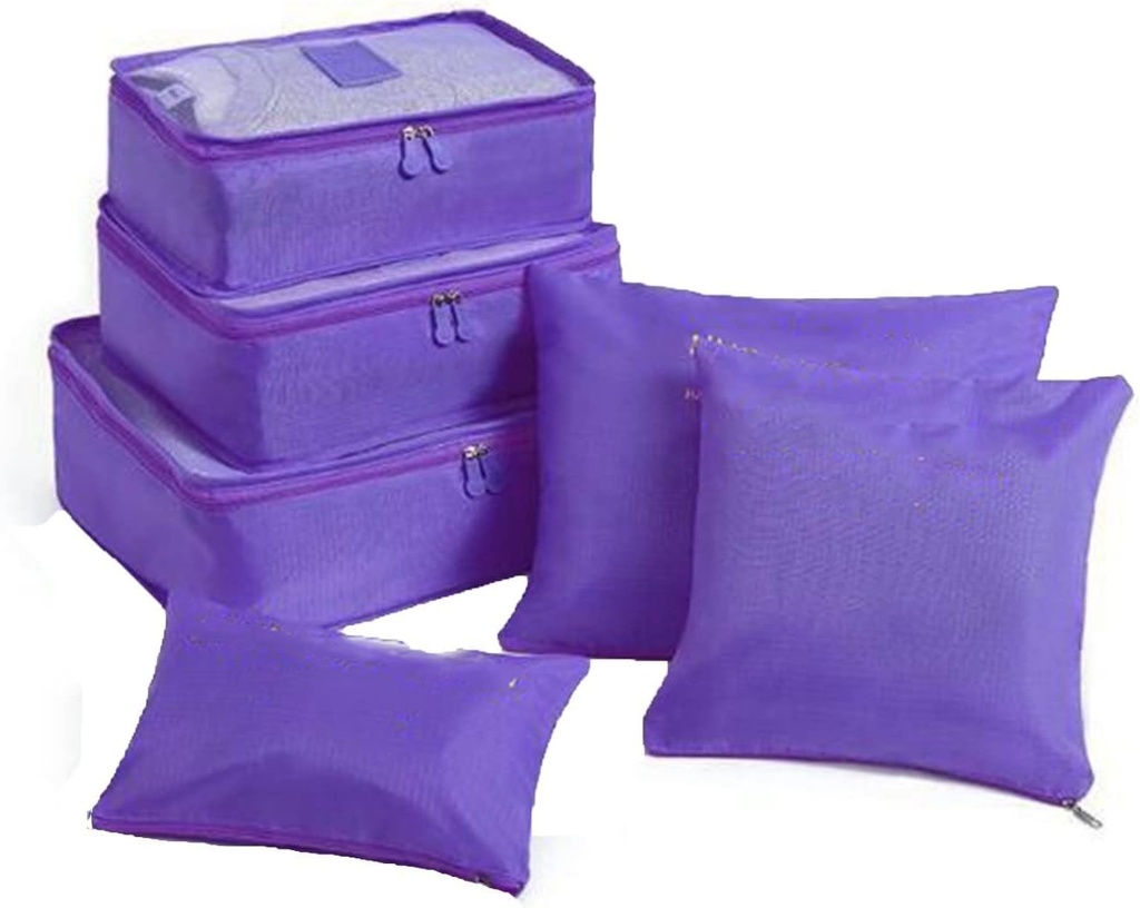 6 Set Packing under Bed Storage Cubes Containers Low Profile On Bagage Travel Packing Organizer Housekepping Storage Cloth Storage Bag (lilla)
