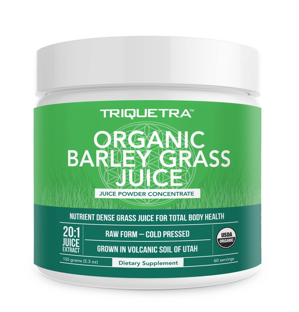 Organic Barley Grass Juice Powder - dyrket i vulkansk jord Utah - Rå & BioActive Form, Cold- Presset derefter CO2 Tørret - Gluten fri, GMO fri, Vegan - Komplements Wheatgrass Juice Powder - 5.3 oz