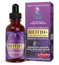 Maksimal styrke 165.000mcg flydende biotin & kollagen dråber - Vitaminer for hårvækst for kvinder & mænd - Understøtter sundt hår, strålende hud & stærke negle - 98% Absorption, non-GMO, 60 Servere